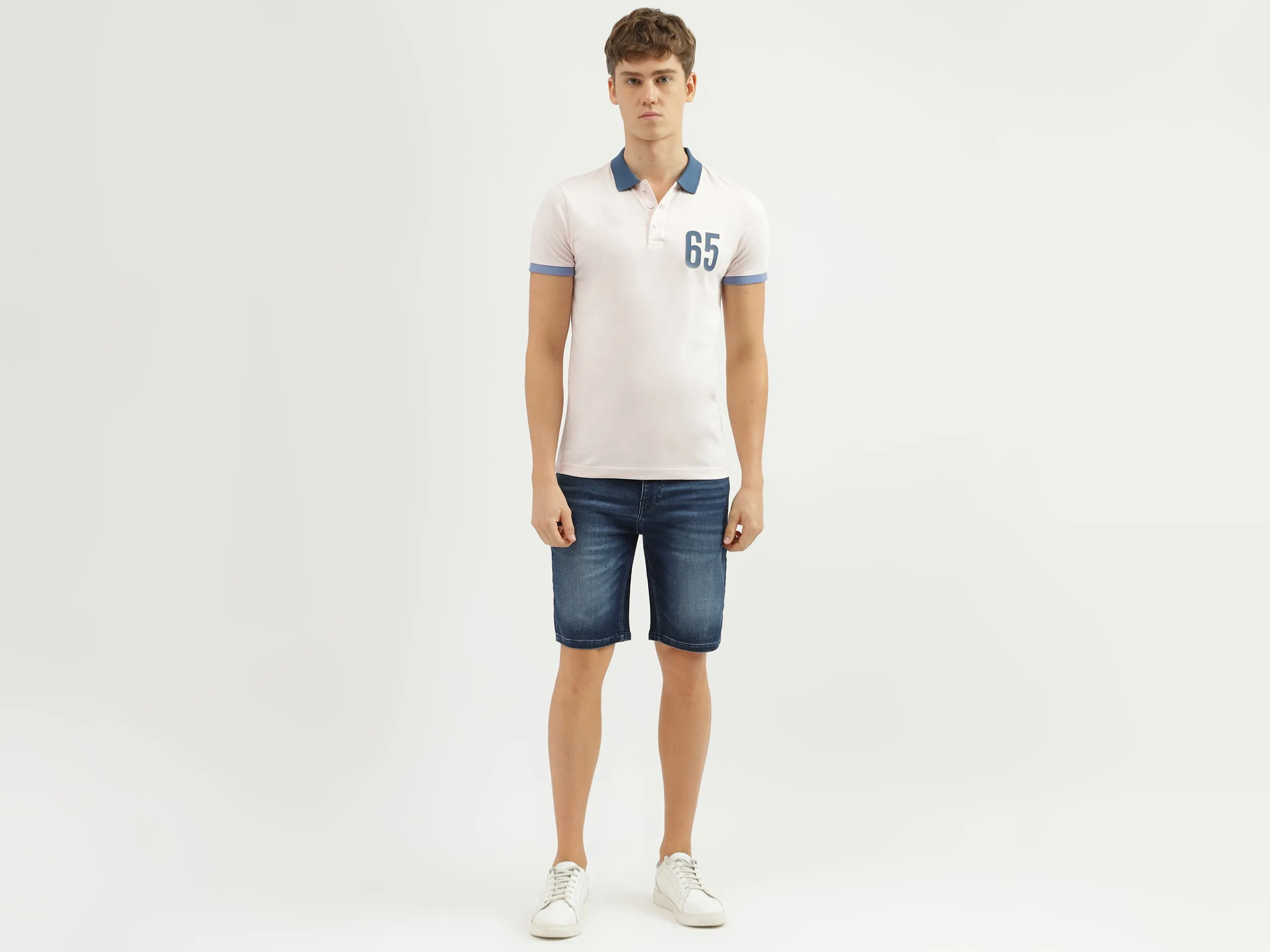 Men's Regular Fit Polo Neck Applique T-shirt