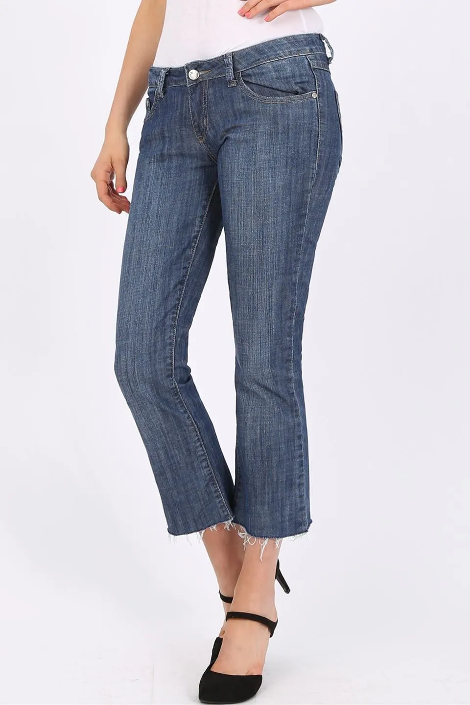 MISS PINKI Presley cropped jeans in blue