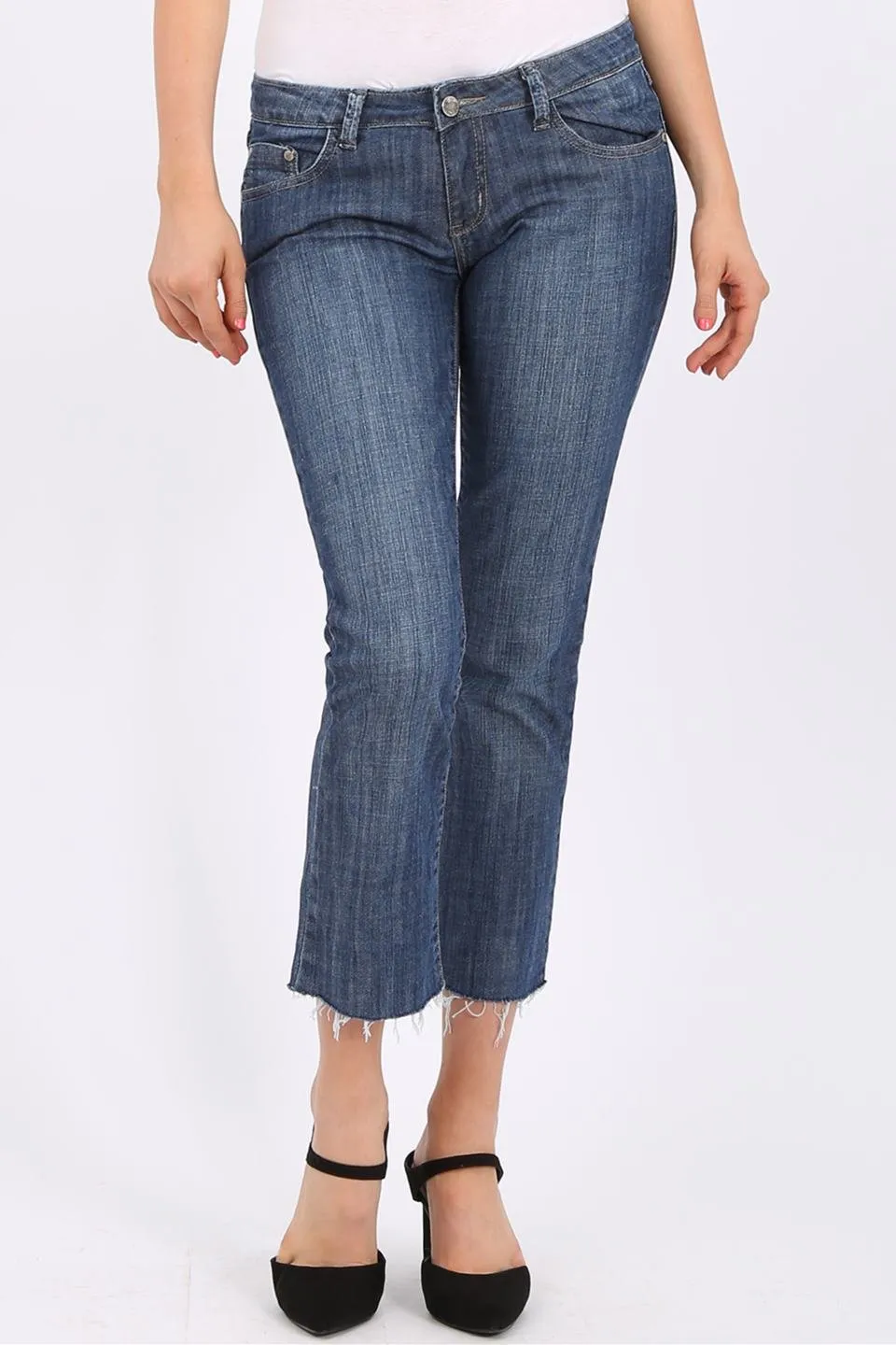 MISS PINKI Presley cropped jeans in blue