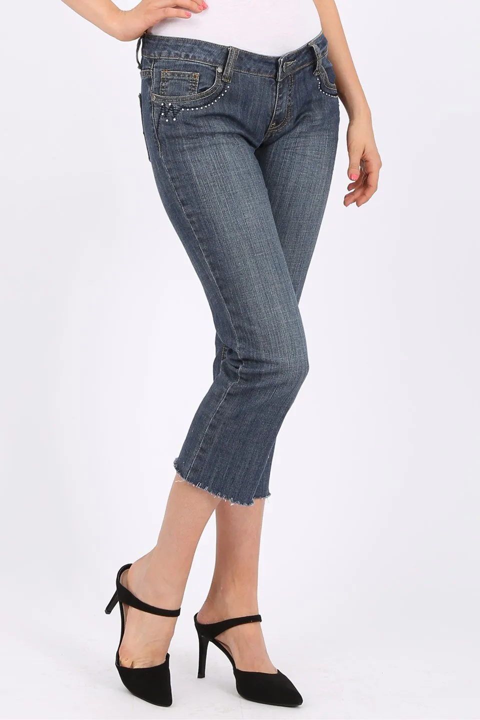 MISS PINKI Sawyer cropped Jeans in blue