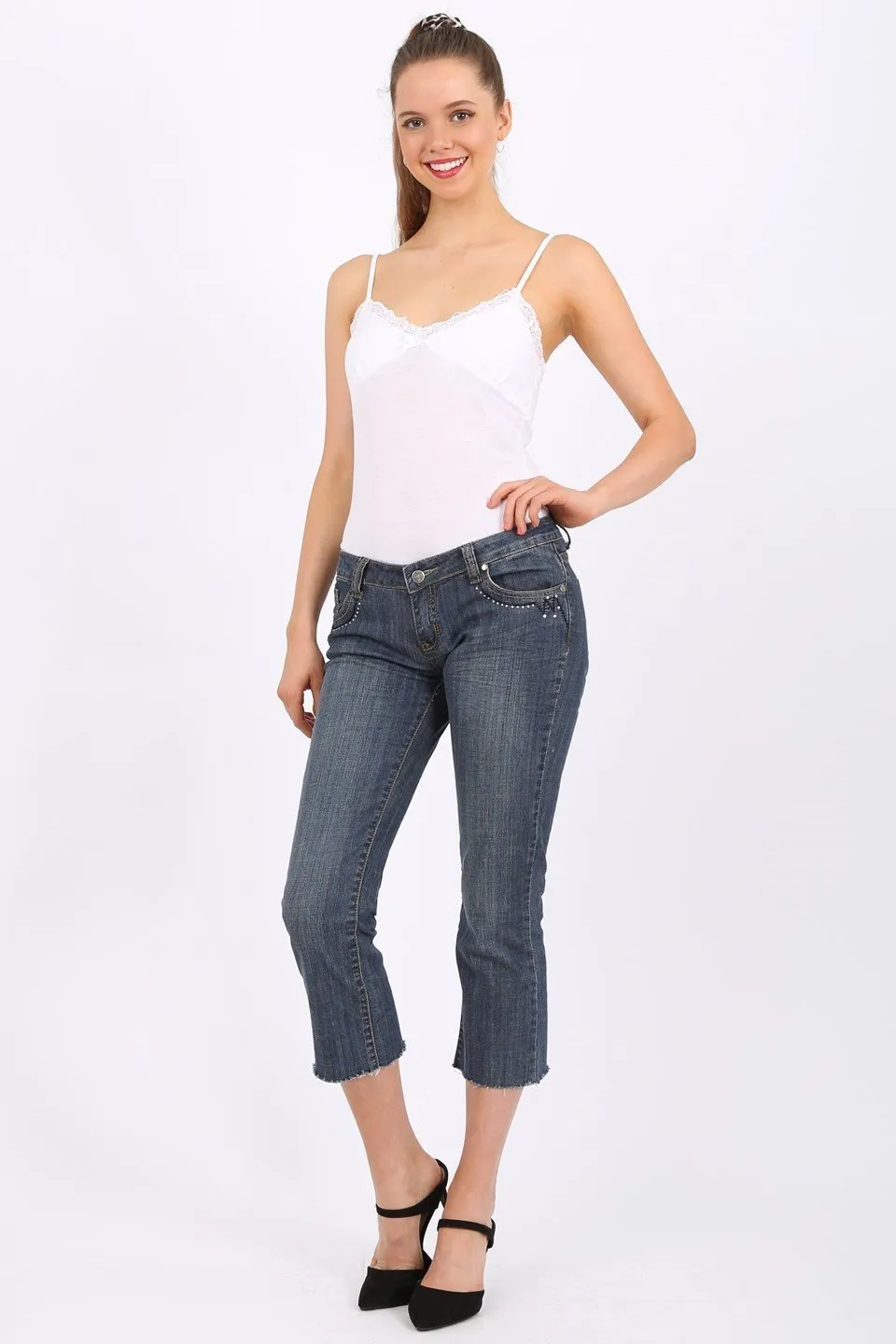MISS PINKI Sawyer cropped Jeans in blue