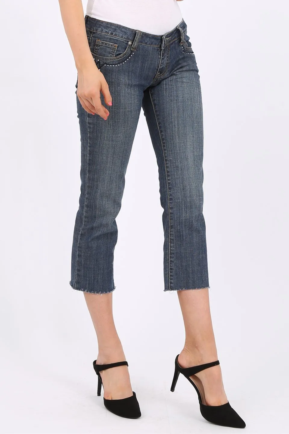 MISS PINKI Sawyer cropped Jeans in blue
