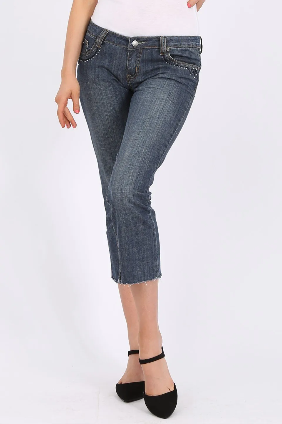 MISS PINKI Sawyer cropped Jeans in blue