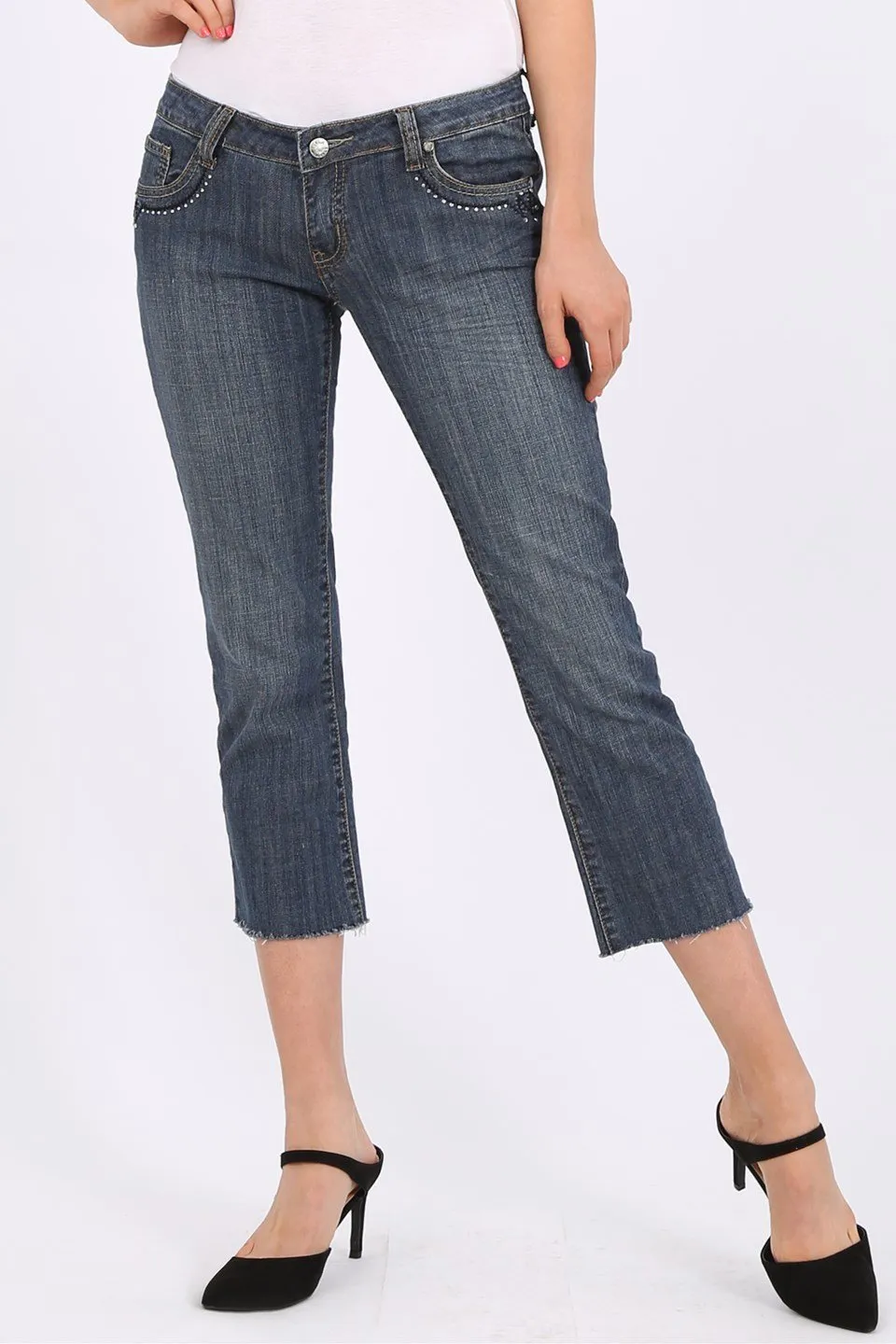 MISS PINKI Sawyer cropped Jeans in blue