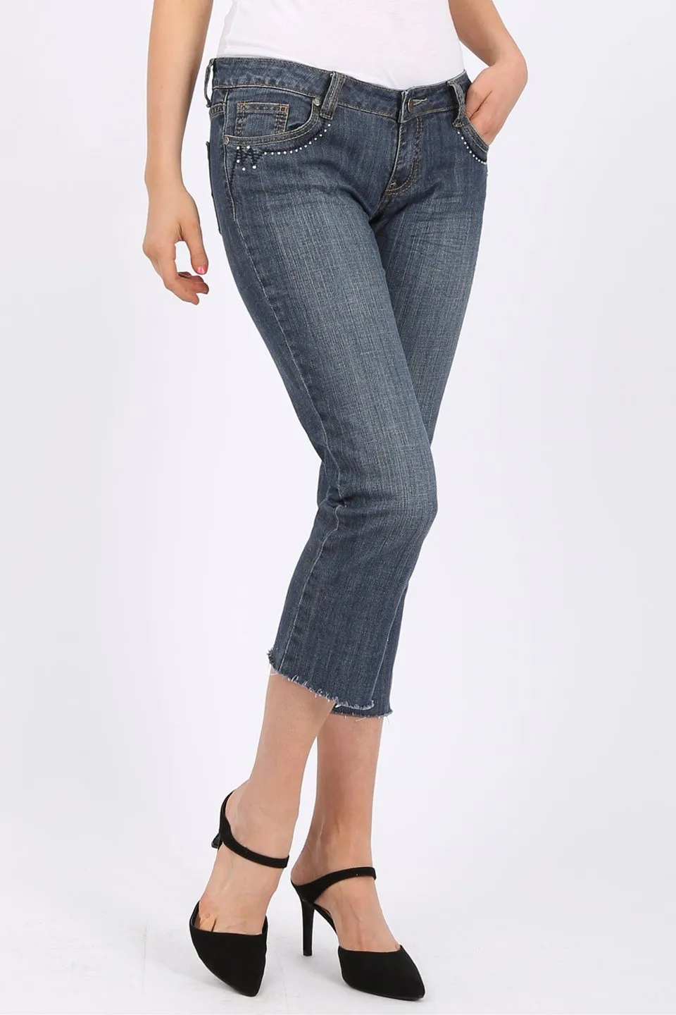 MISS PINKI Sawyer cropped Jeans in blue