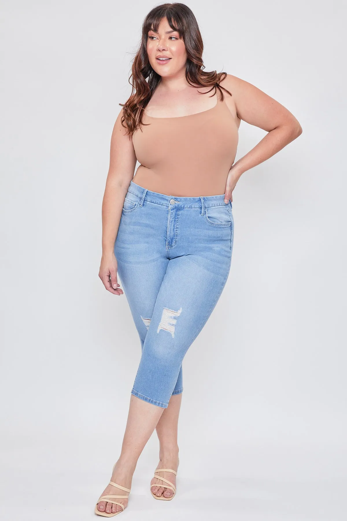 Missy Plus Size Curvy 1-Button High-Rise Side Slit Hem Capri, Pack Of 12