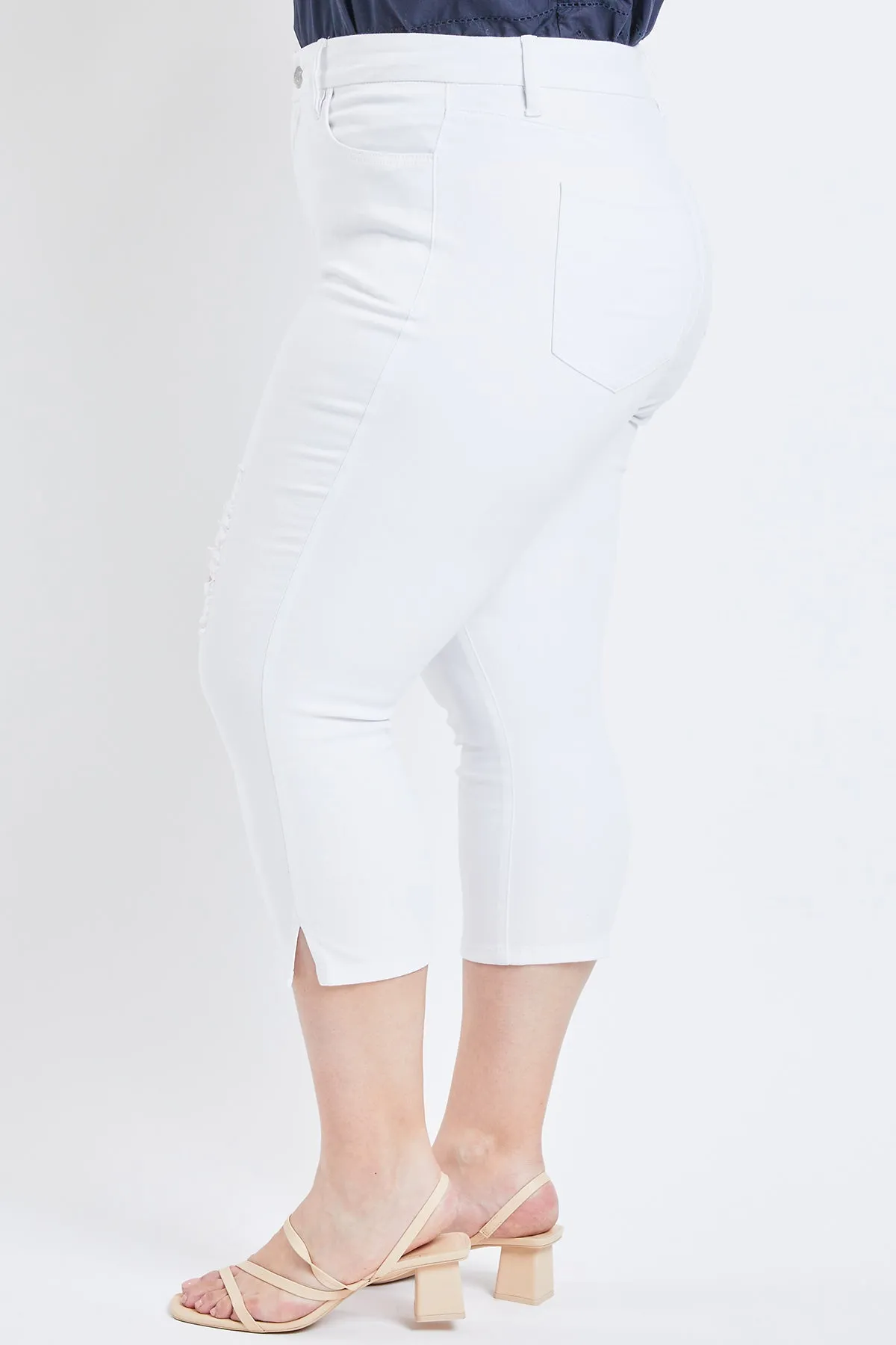 Missy Plus Size Curvy 1-Button High-Rise Side Slit Hem Capri, Pack Of 12