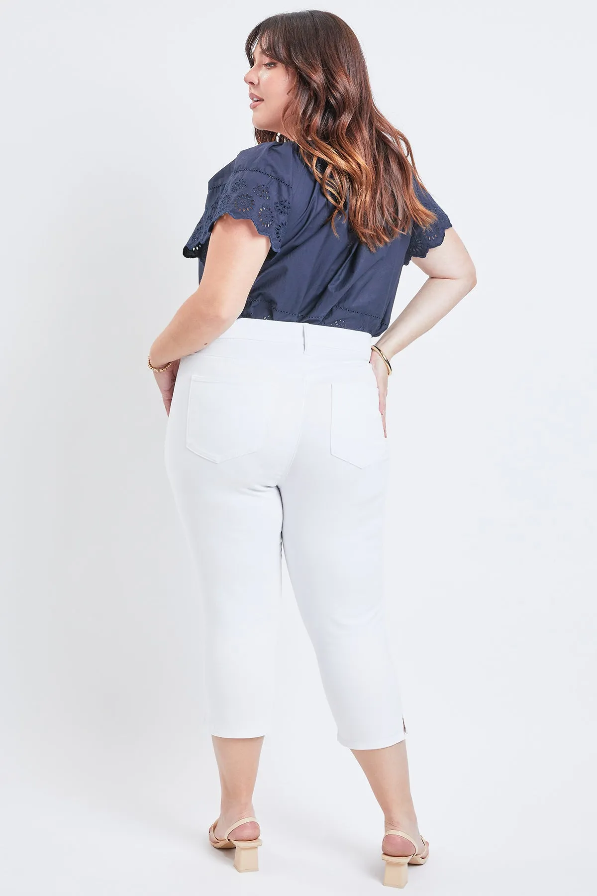 Missy Plus Size Curvy 1-Button High-Rise Side Slit Hem Capri, Pack Of 12