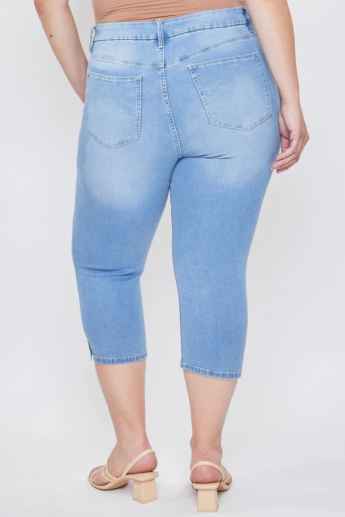 Missy Plus Size Curvy 1-Button High-Rise Side Slit Hem Capri, Pack Of 12