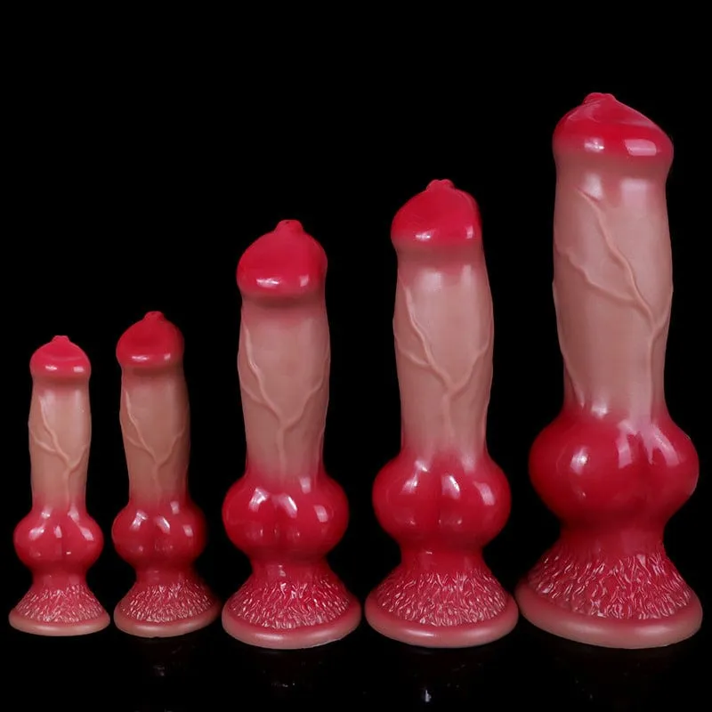 MRIMIN Realistic G-spot  Dog Dildo Liquid Silicone Penis Cock Dong with Flared Suction Cup