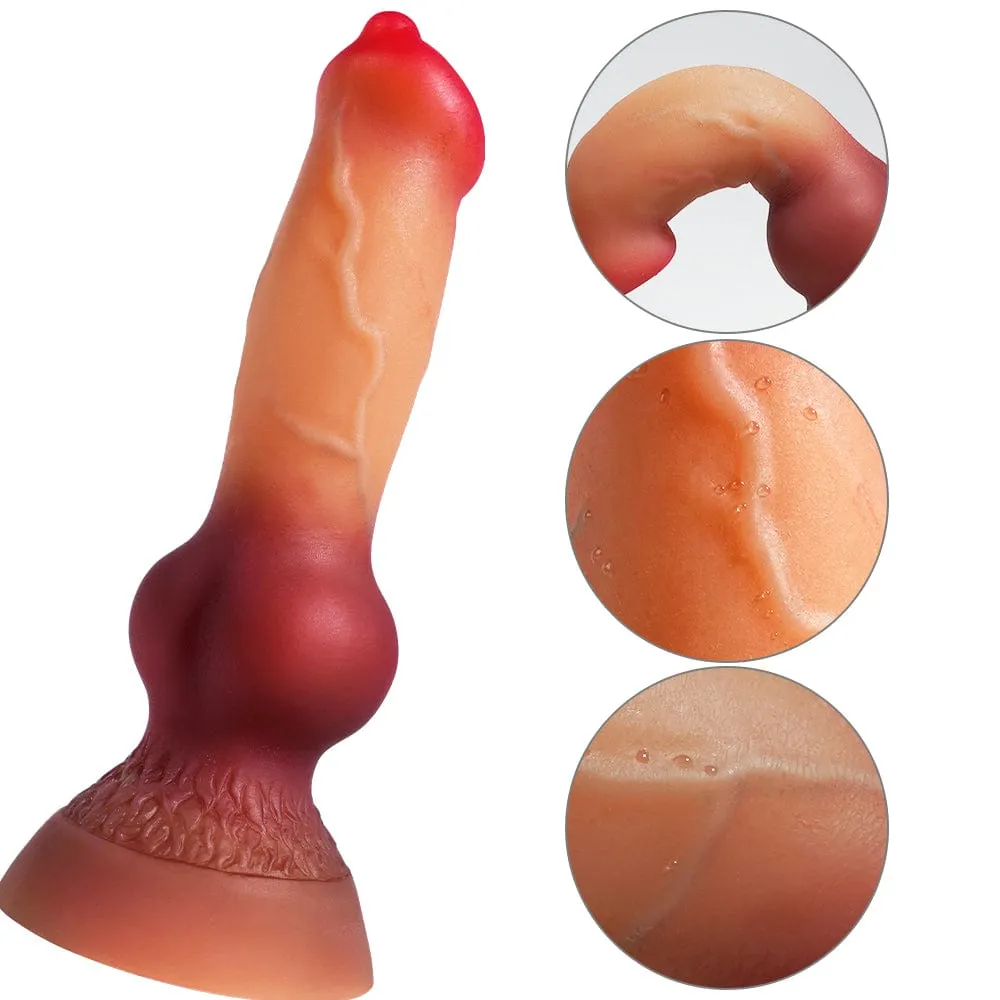 MRIMIN Realistic G-spot  Dog Dildo Liquid Silicone Penis Cock Dong with Flared Suction Cup