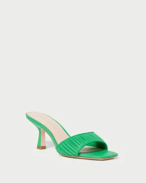 Naima Gathered Band Mid Heel Mule in Green
