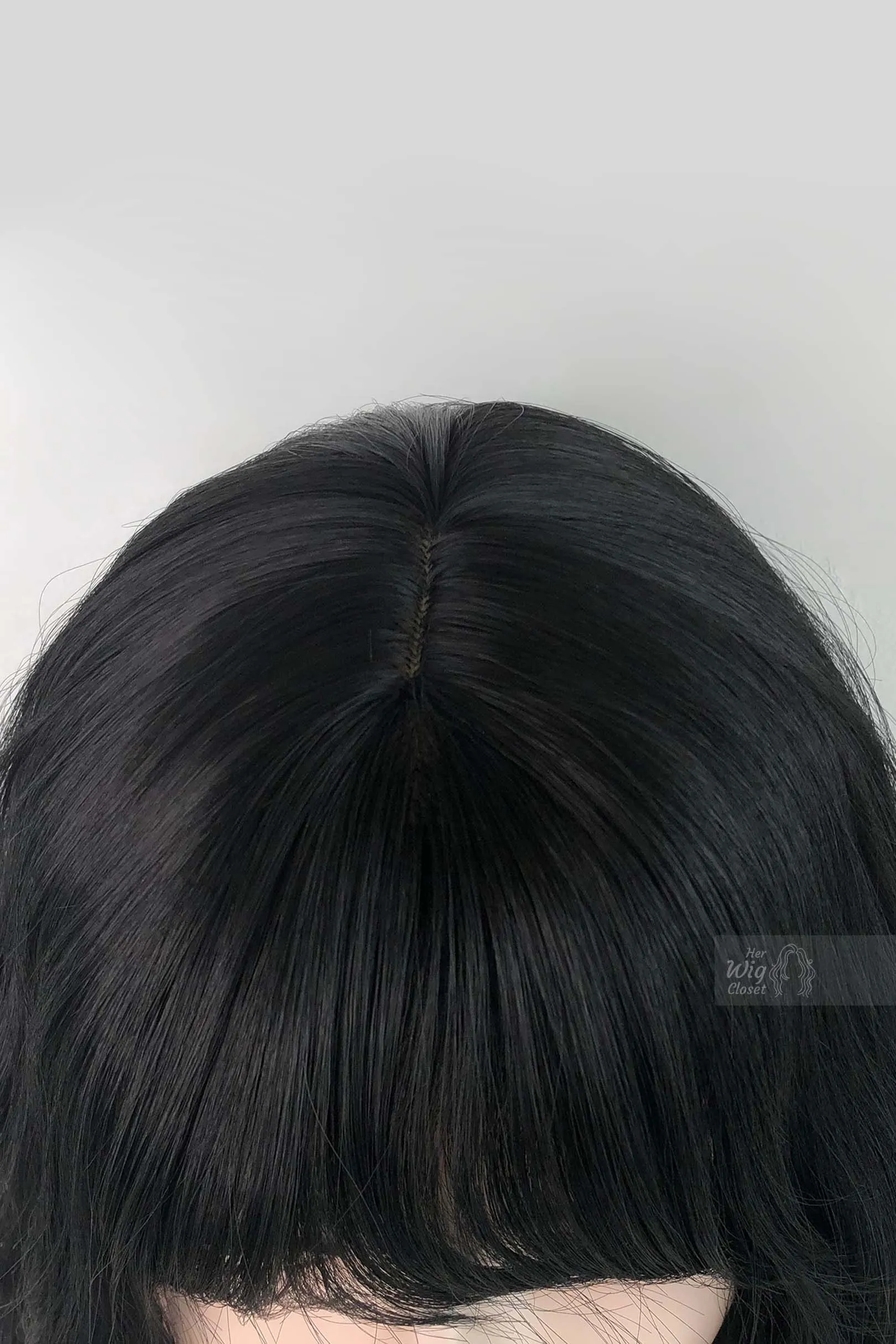 Natural Black Wavy Synthetic Bob Wig with Bangs Mathilda