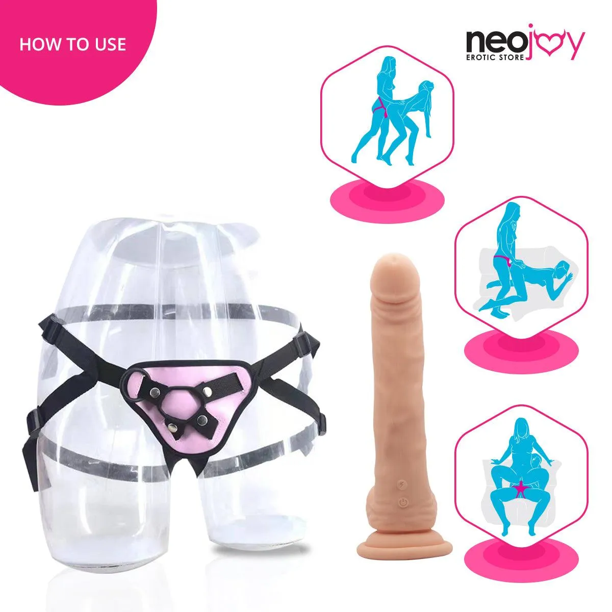 Neojoy - Biggy Vibrating Dildo With Strap-On Dong - Flesh - 18cm - 7.1 inch