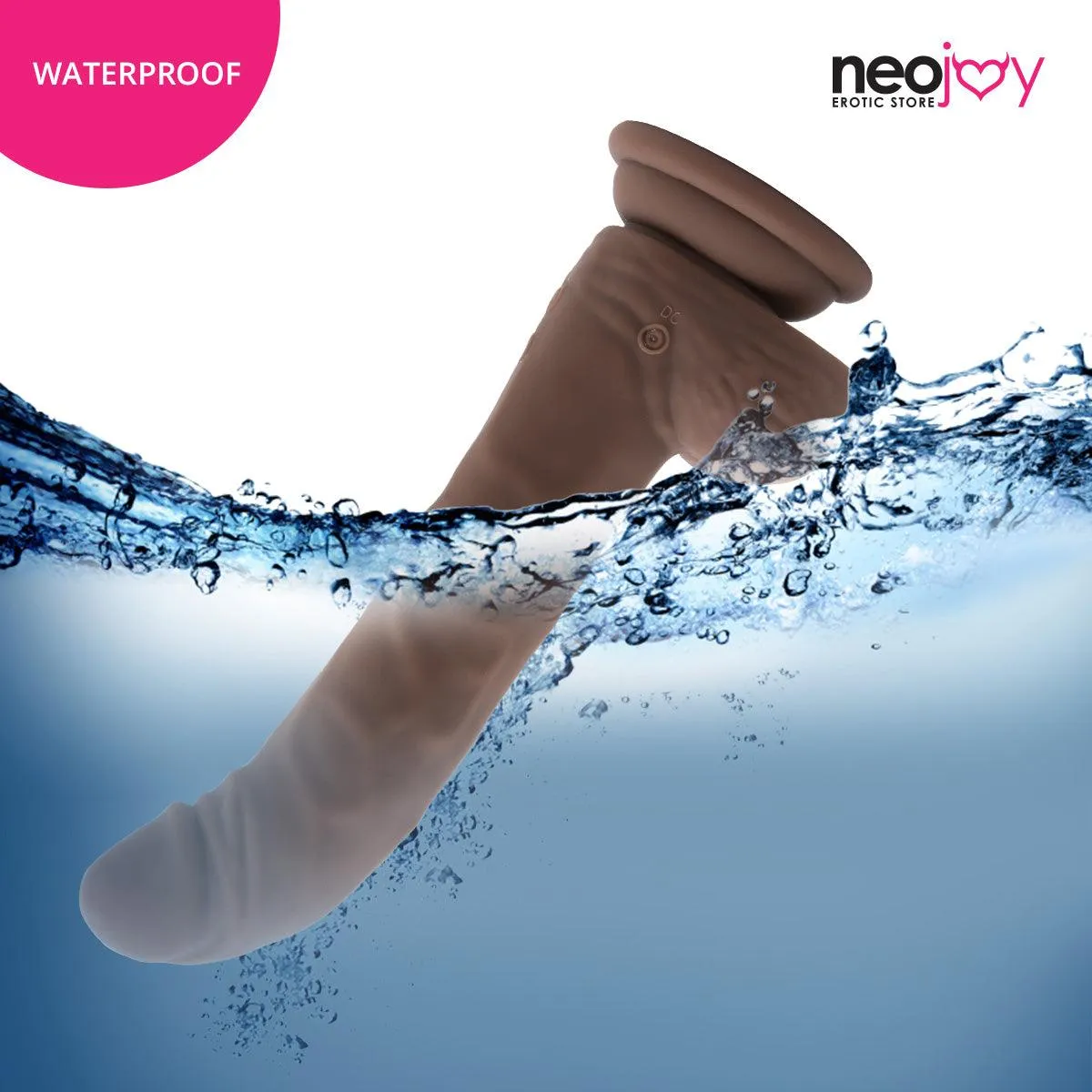 Neojoy - Biggy Vibrating Dildo With Strap-On Dong Harness - Brown - 23cm - 9.1 inch