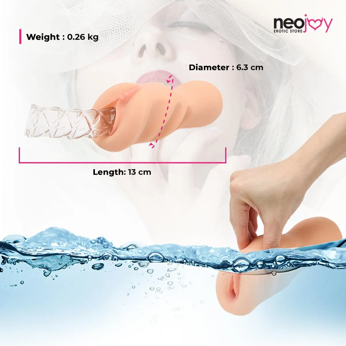 Neojoy - Realistic Visible Inner Lips Handheld Masturbator - 0.26kg - Skin