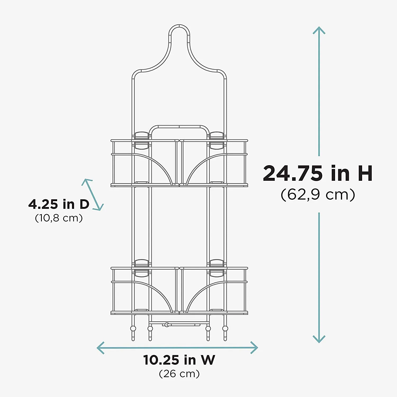 NEW All Ware Zenith Products 7446ss Expandable Shower Caddy for Hand Held Shower or Tall Bottles, Chrome