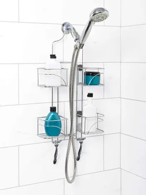 NEW All Ware Zenith Products 7446ss Expandable Shower Caddy for Hand Held Shower or Tall Bottles, Chrome