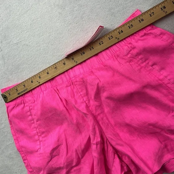 NEW Lilly Pulitzer L Hot Pink 100% Linen Lilo Linen Short Aura Pink (FLAW)