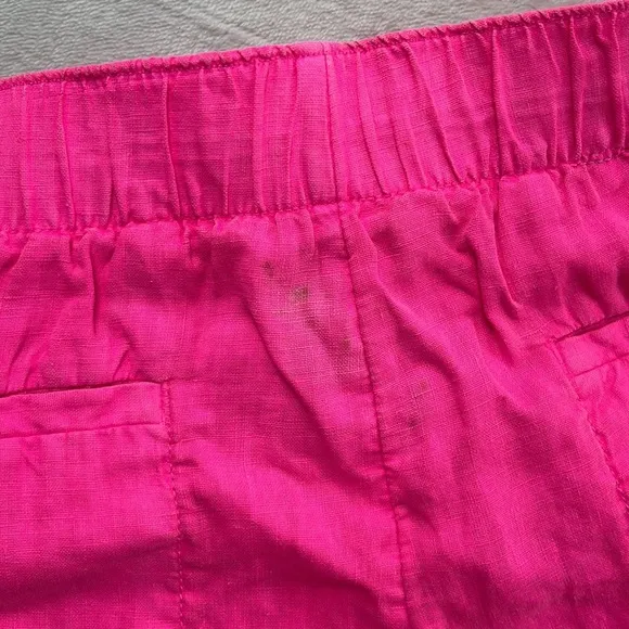NEW Lilly Pulitzer L Hot Pink 100% Linen Lilo Linen Short Aura Pink (FLAW)