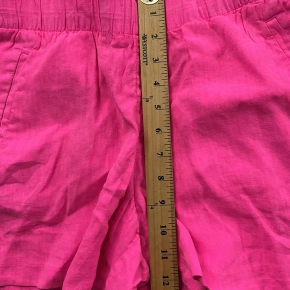 NEW Lilly Pulitzer L Hot Pink 100% Linen Lilo Linen Short Aura Pink (FLAW)
