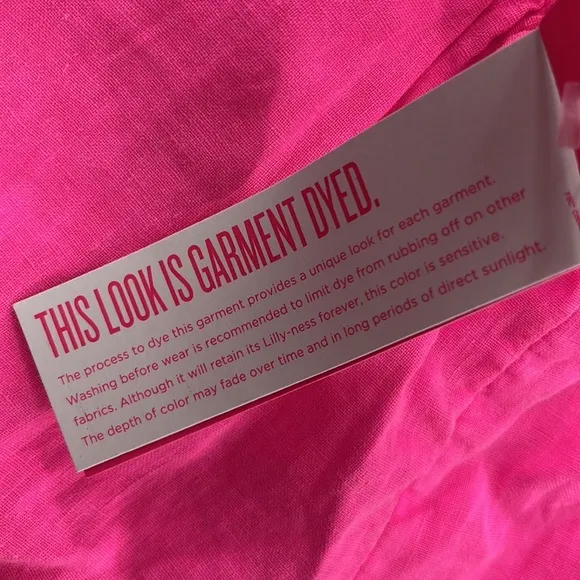 NEW Lilly Pulitzer L Hot Pink 100% Linen Lilo Linen Short Aura Pink (FLAW)