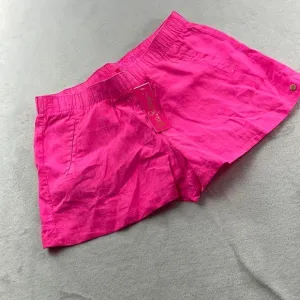 NEW Lilly Pulitzer L Hot Pink 100% Linen Lilo Linen Short Aura Pink (FLAW)