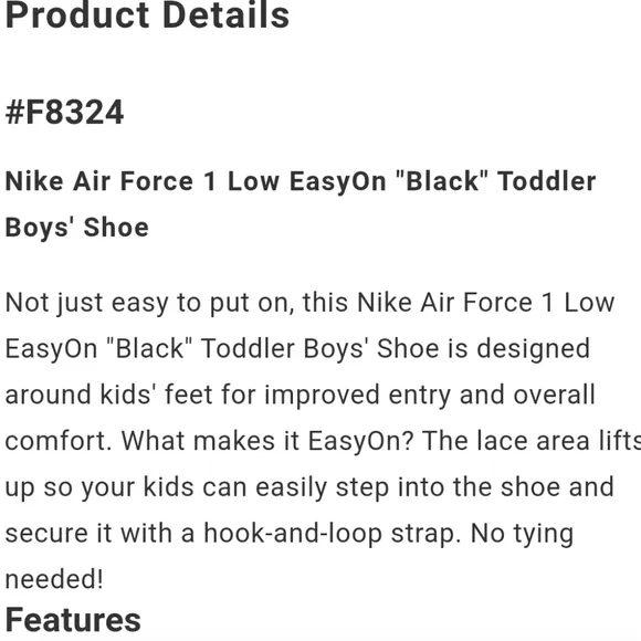Nike Air Force 1 easy on boy's toddler sneaker
