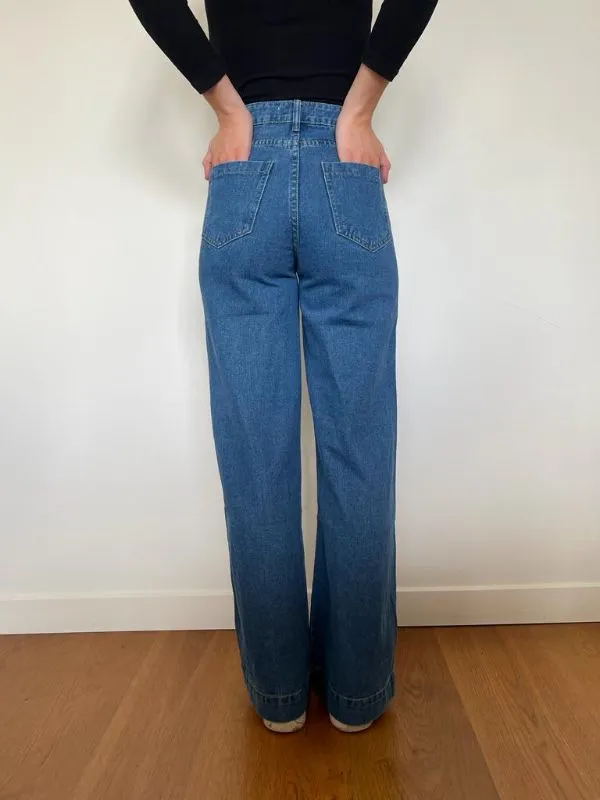 PAPER HEART Flare Denim Jeans - Mid Blue