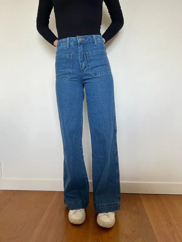 PAPER HEART Flare Denim Jeans - Mid Blue