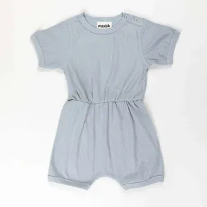 Ponchik Babies   Kids - Ribbed Cotton Romper - Capri Blue