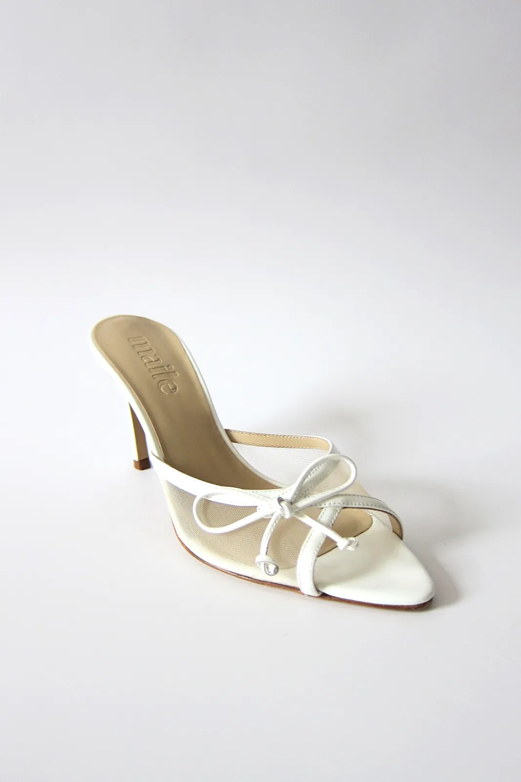pony white heeled bow sandal
