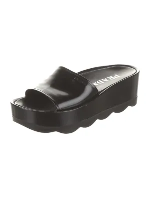 PRADA LEATHER PLATFORM MULES