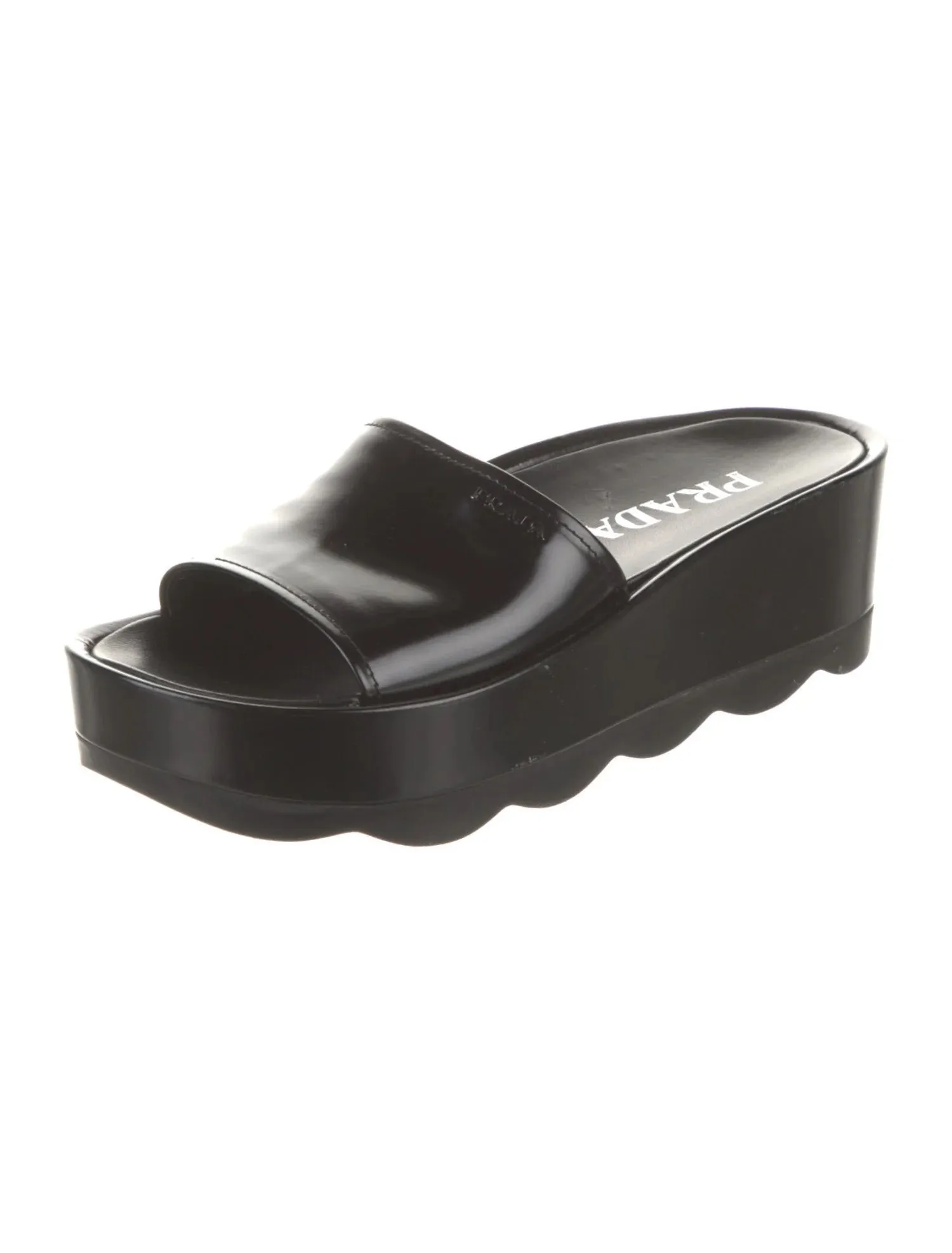 PRADA LEATHER PLATFORM MULES