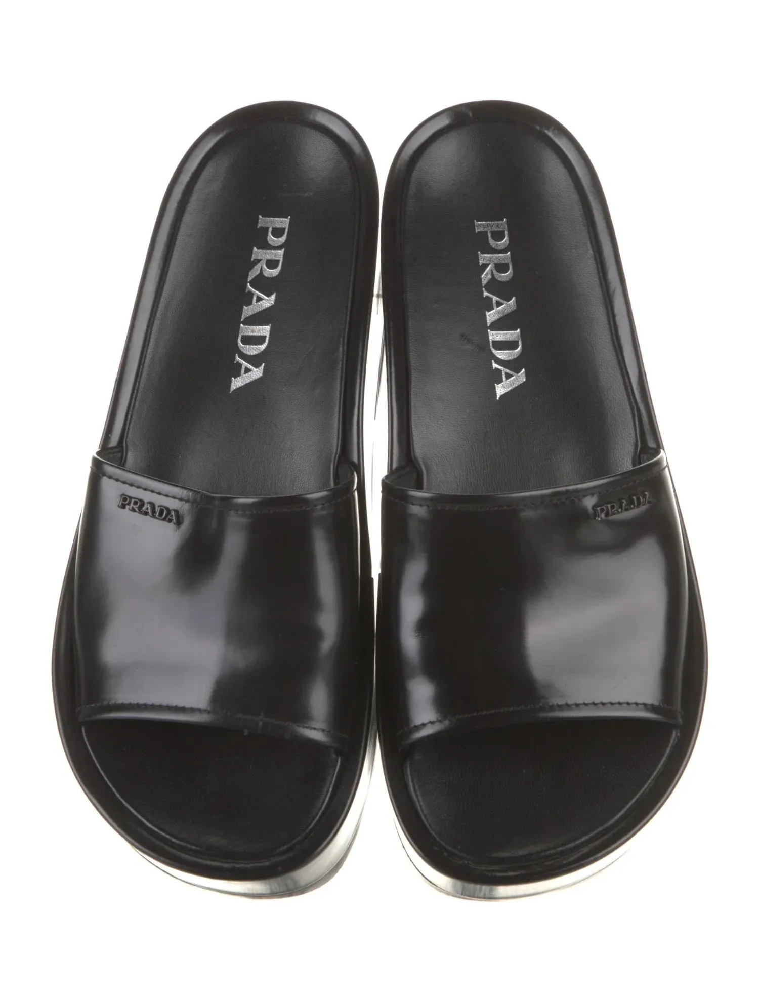 PRADA LEATHER PLATFORM MULES
