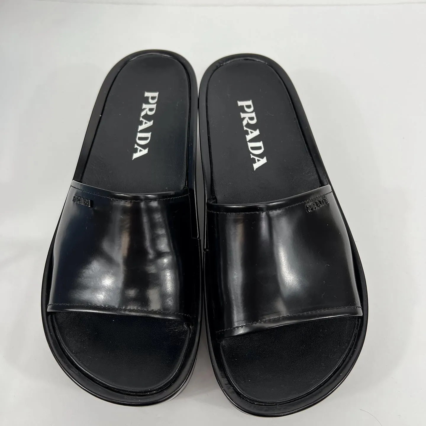 PRADA LEATHER PLATFORM MULES