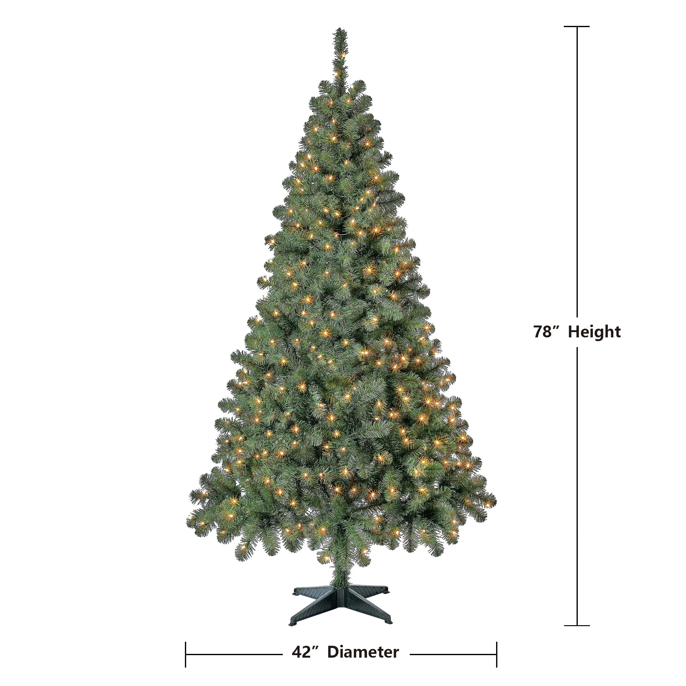 Pre-Lit Madison Pine Artificial Christmas Tree Clear Incandescent Lights 6.5 Ft