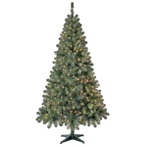 Pre-Lit Madison Pine Artificial Christmas Tree Clear Incandescent Lights 6.5 Ft
