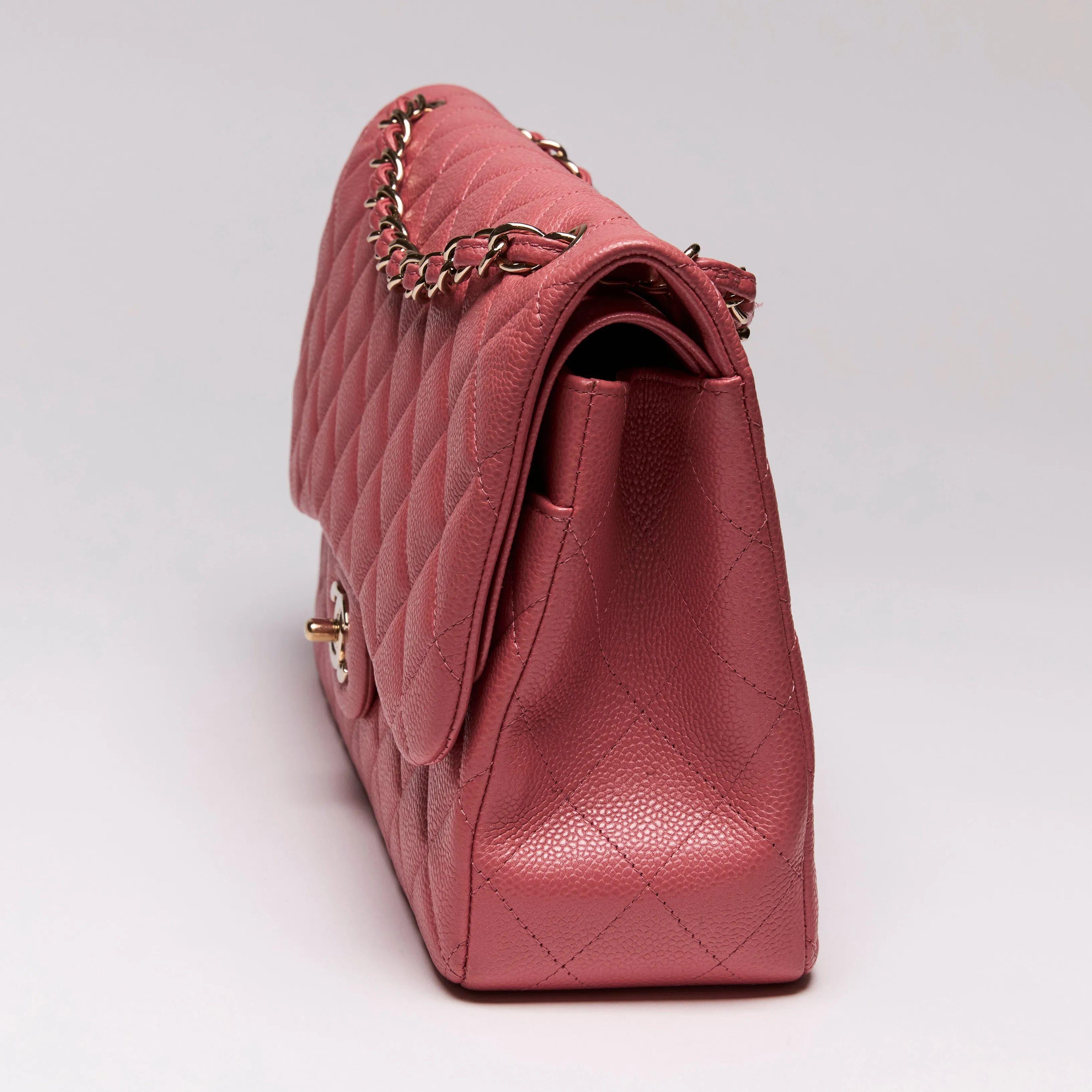 Pre-Loved Chanel™ Caviar Quilted Pink Jumbo Double Flap Bag