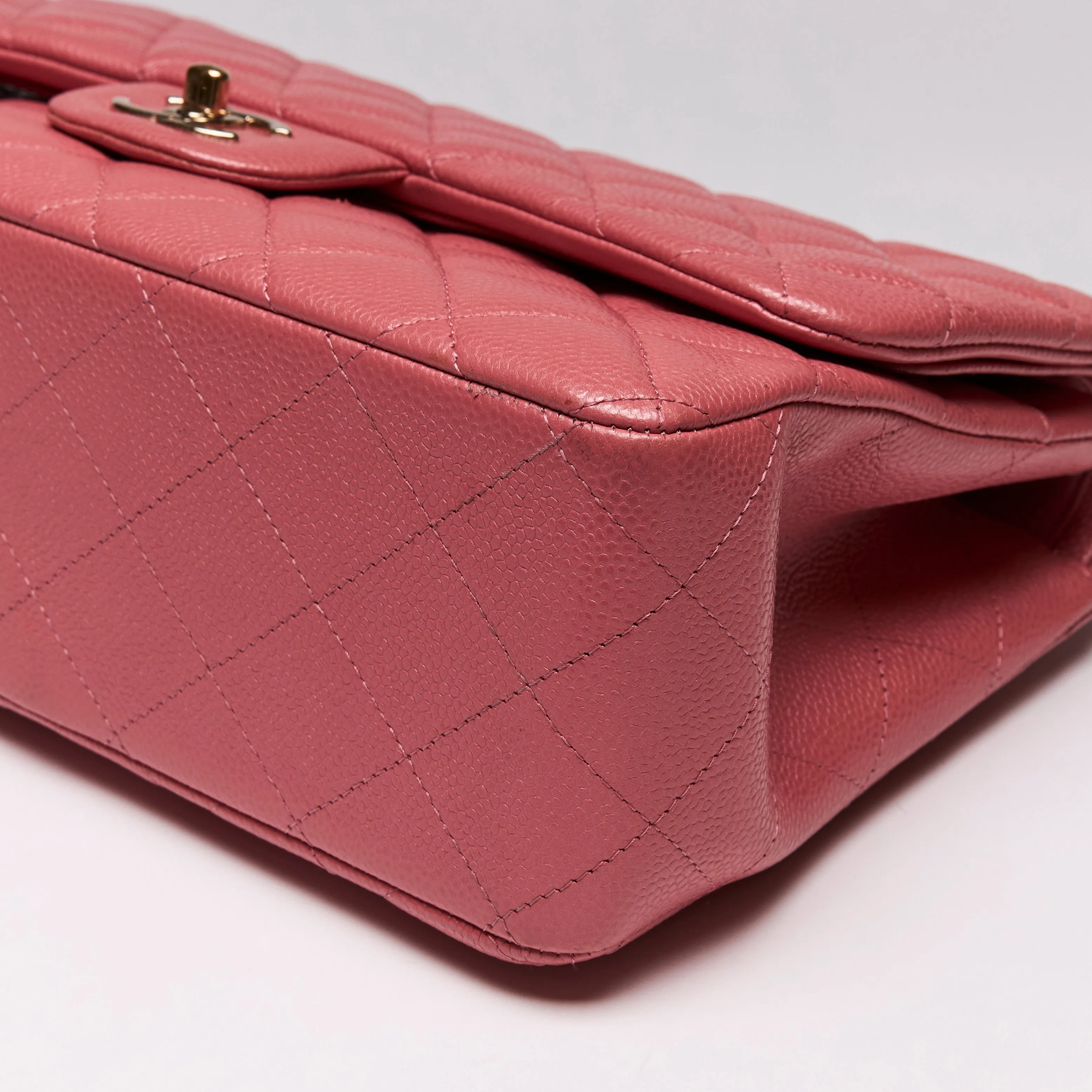 Pre-Loved Chanel™ Caviar Quilted Pink Jumbo Double Flap Bag