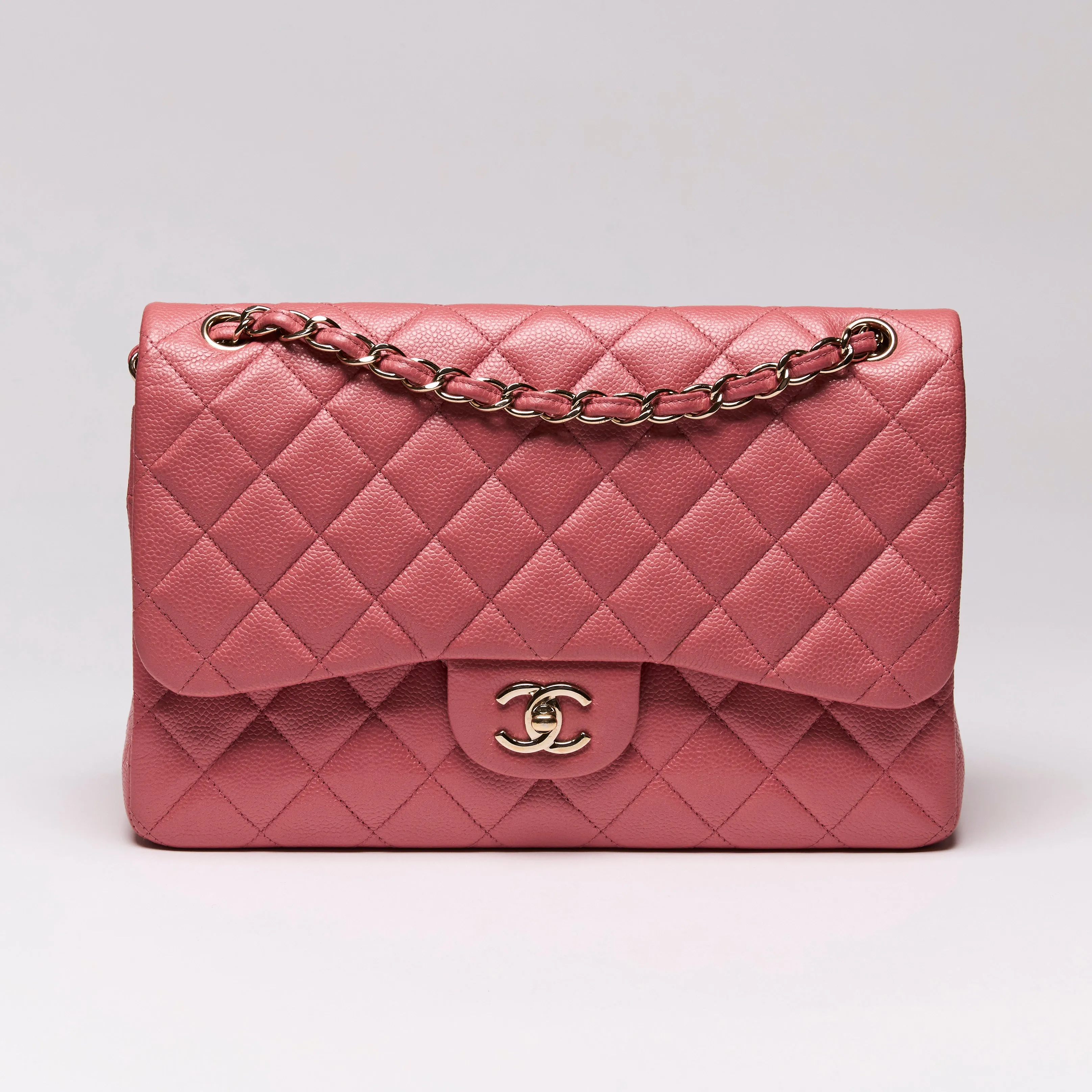 Pre-Loved Chanel™ Caviar Quilted Pink Jumbo Double Flap Bag