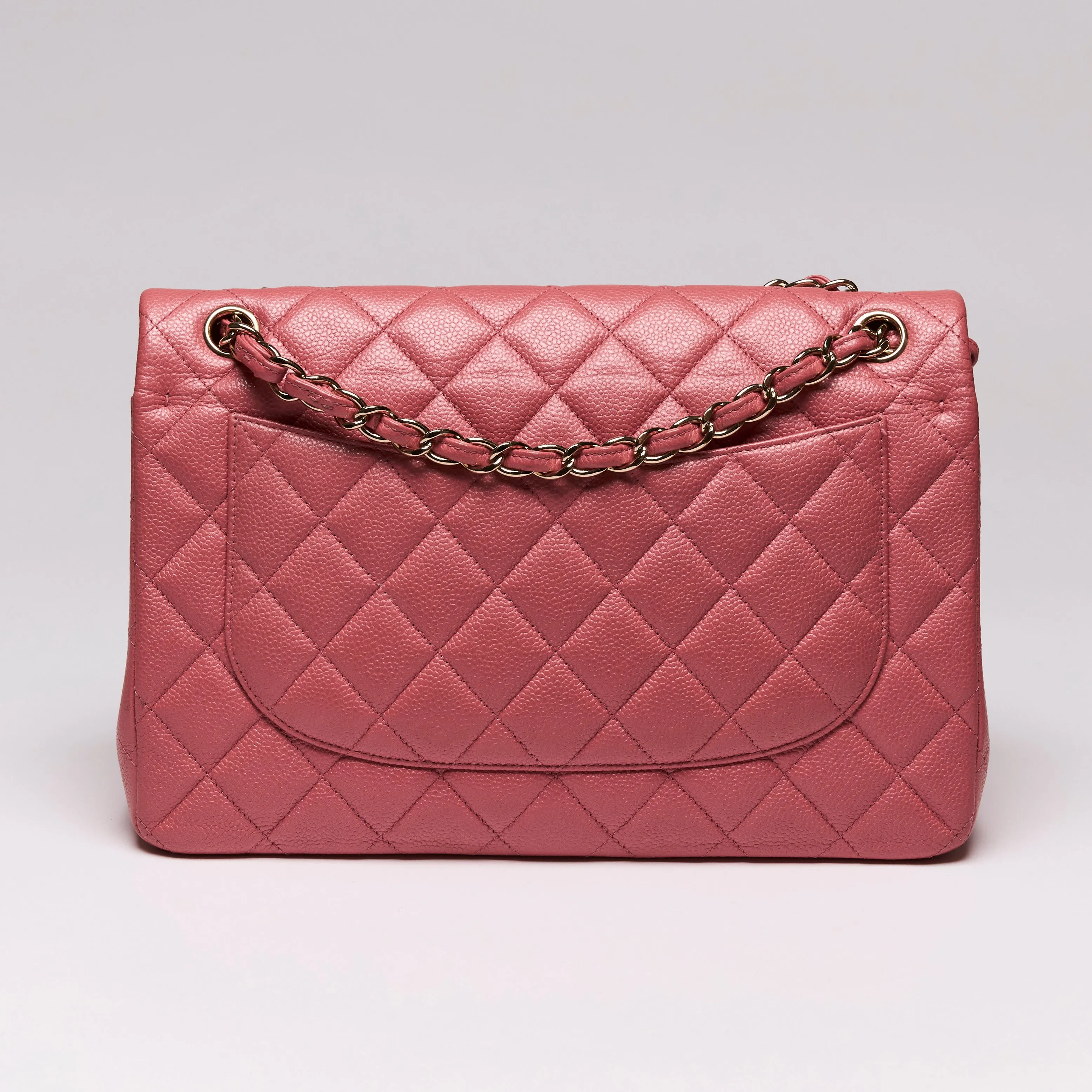 Pre-Loved Chanel™ Caviar Quilted Pink Jumbo Double Flap Bag