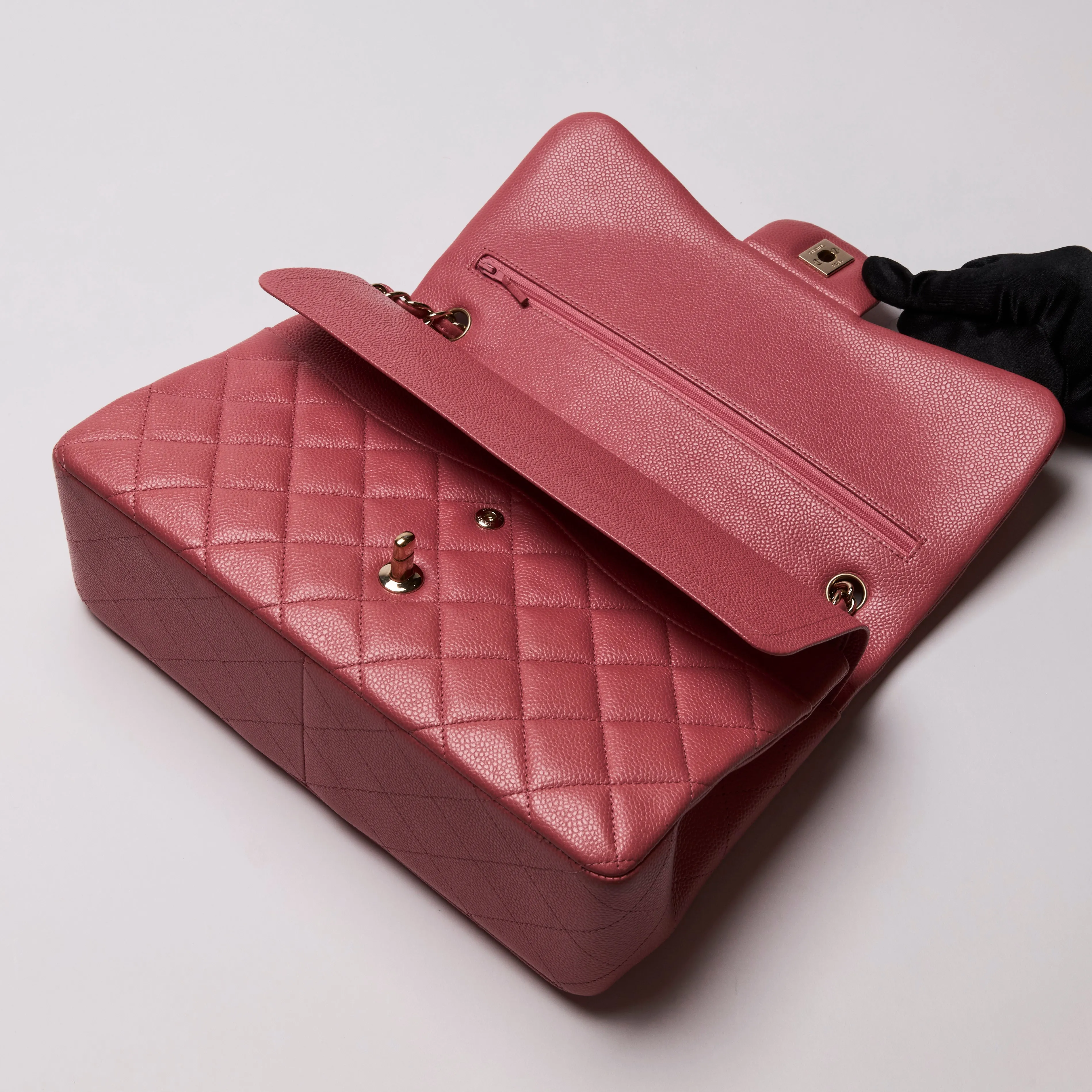 Pre-Loved Chanel™ Caviar Quilted Pink Jumbo Double Flap Bag