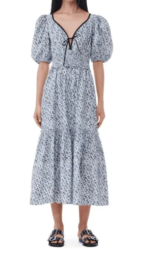 Printed Cotton Long Smock Dress