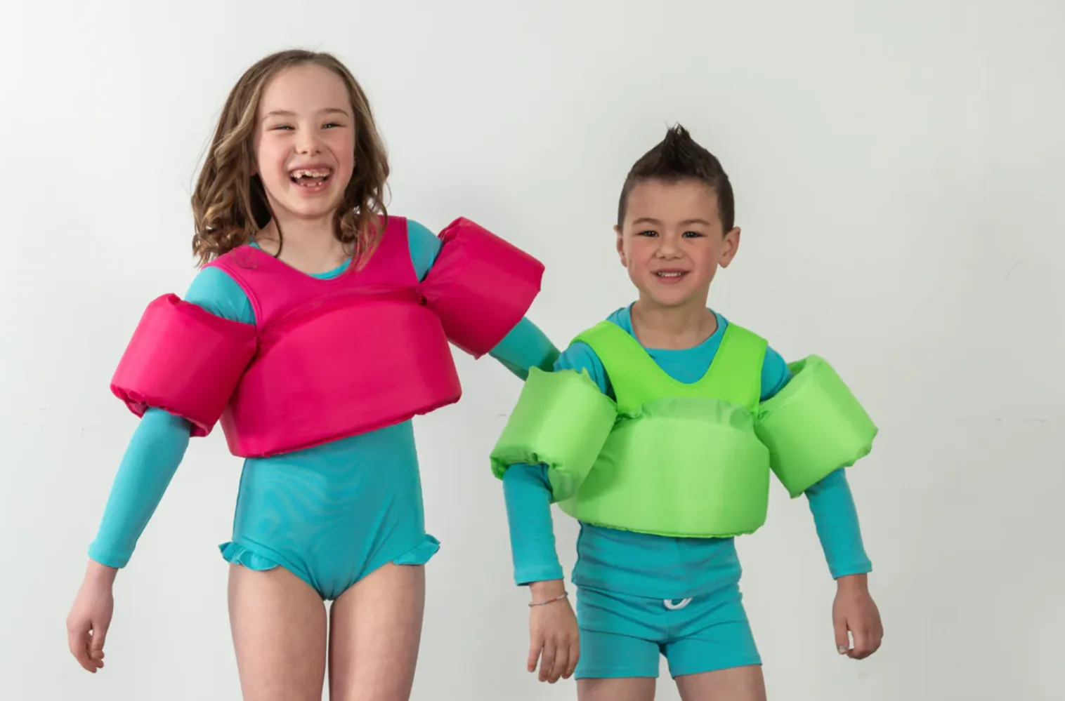 "Brights" Ribbed Blue Curaco Ruffle Rashguard Suit