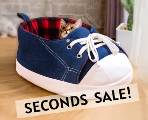 "Seconds" SALE! Sneaker Cat Bed in Black & Red Tartan Fleece- Pattern A