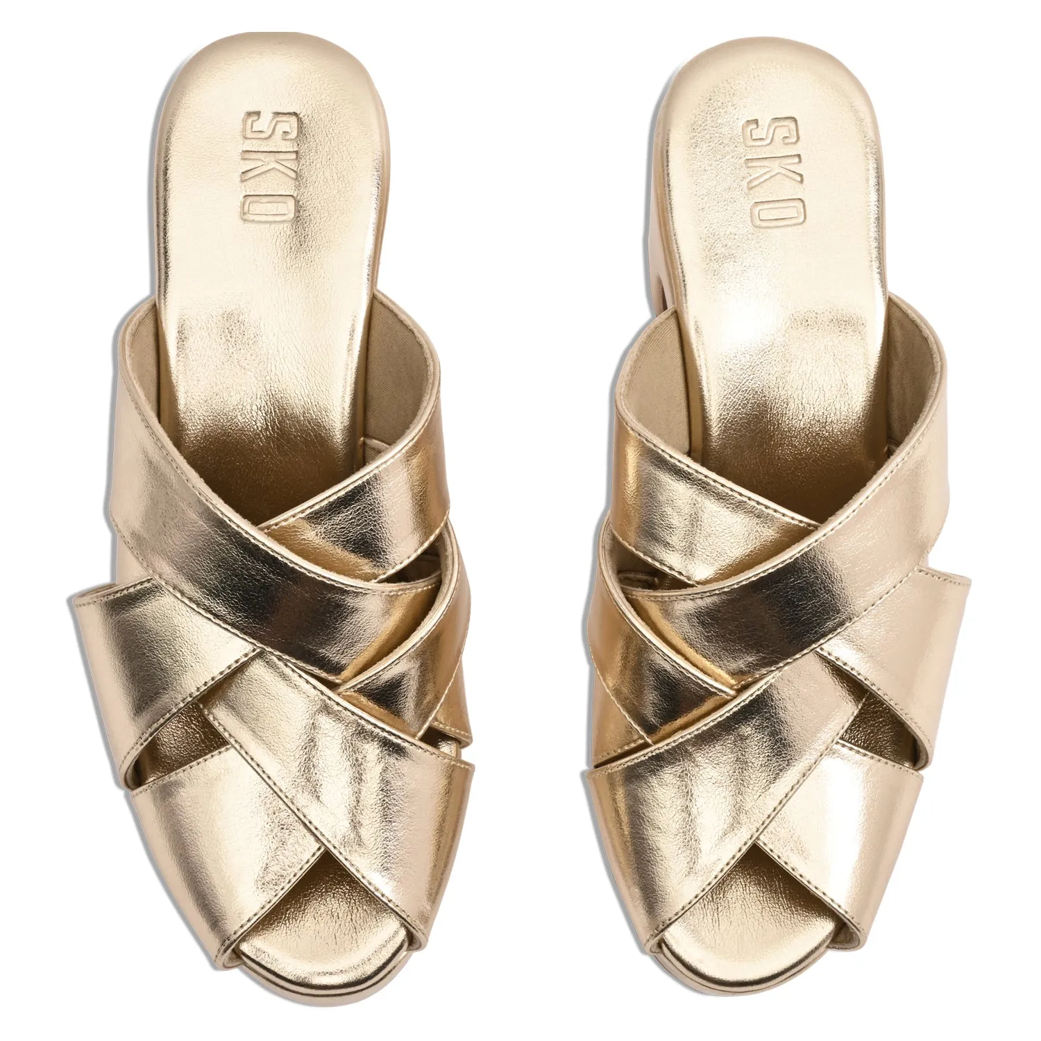 Rio Gold Platform Heels For Women