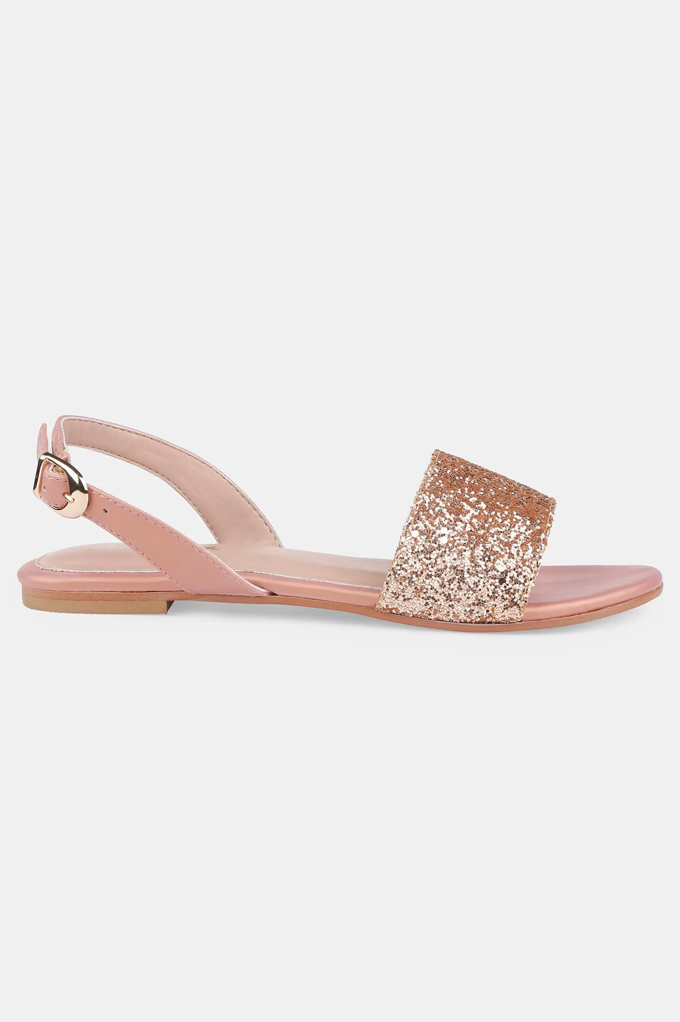 Rose Gold Almond Toe Textured Flat - ZDelia
