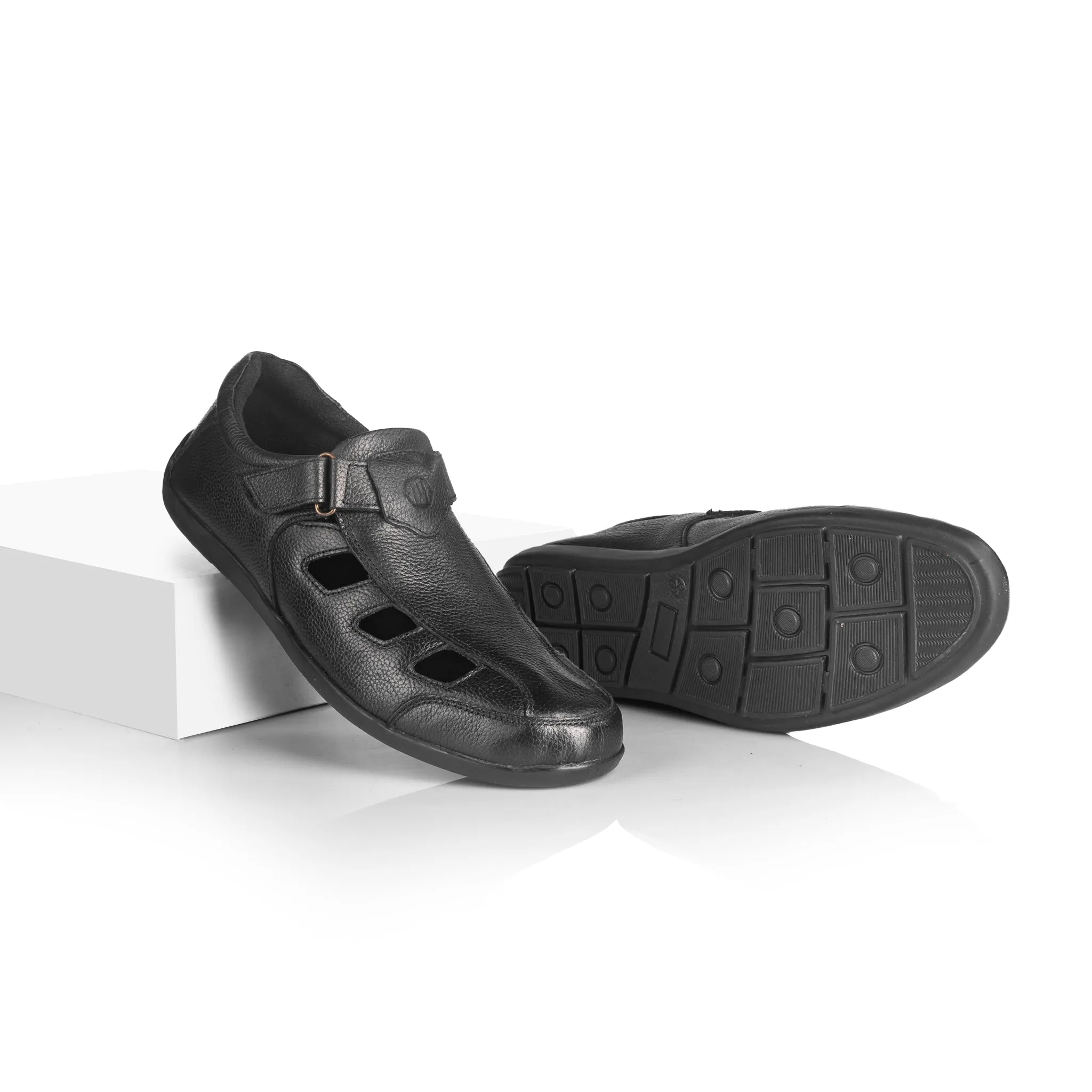 Ross II Mule Sandal (Piano Black)