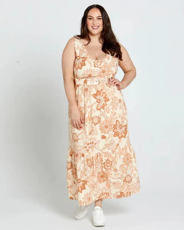 SASS EMELIA SLEEVELESS MIDI DRESS PEACH BLOSSOM